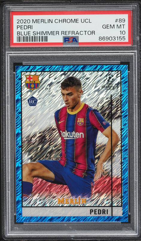 2020 Panini Obsidian Electric Etch Green Pedri ROOKIE /25 #63 PSA