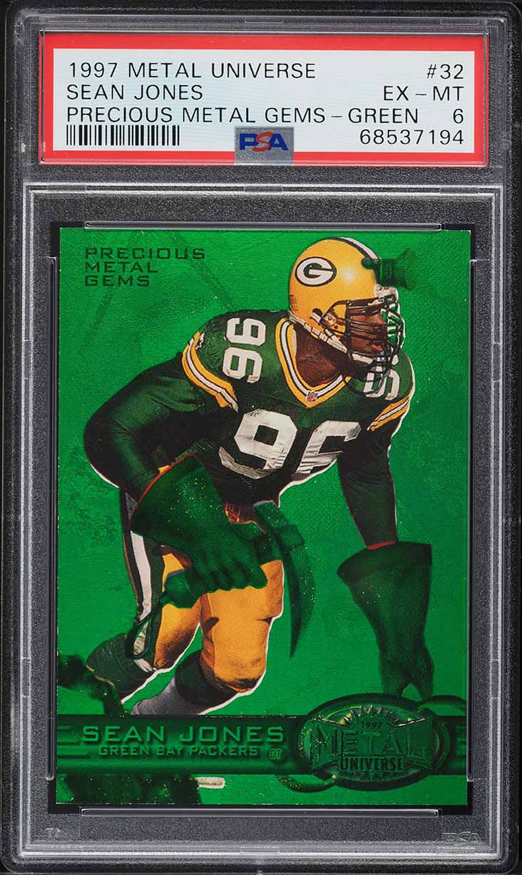 1997 Metal Universe Precious Metal Gems PMG Green Sean Jones /150 #32 PSA 6 EXMT
