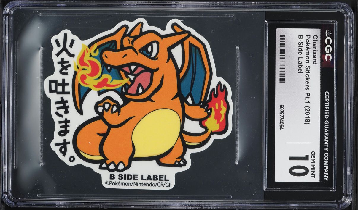 2018 Pokemon Japanese Stickers Part 1 B-Side Label Charizard CGC 10 GEM ...