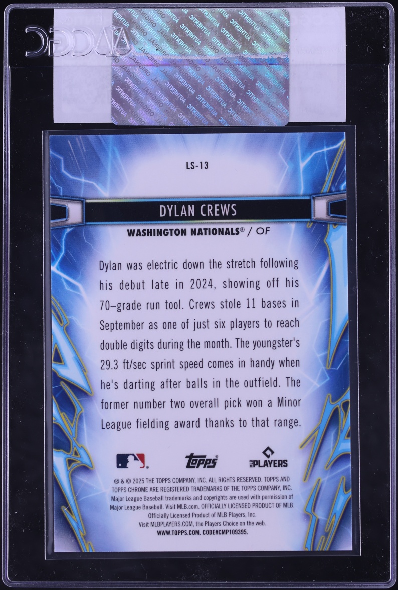 2025 Topps Chrome Cosmic Light Speed Green Space Dust Refractor Dylan Crews ROOKIE /75 CGC AUTH