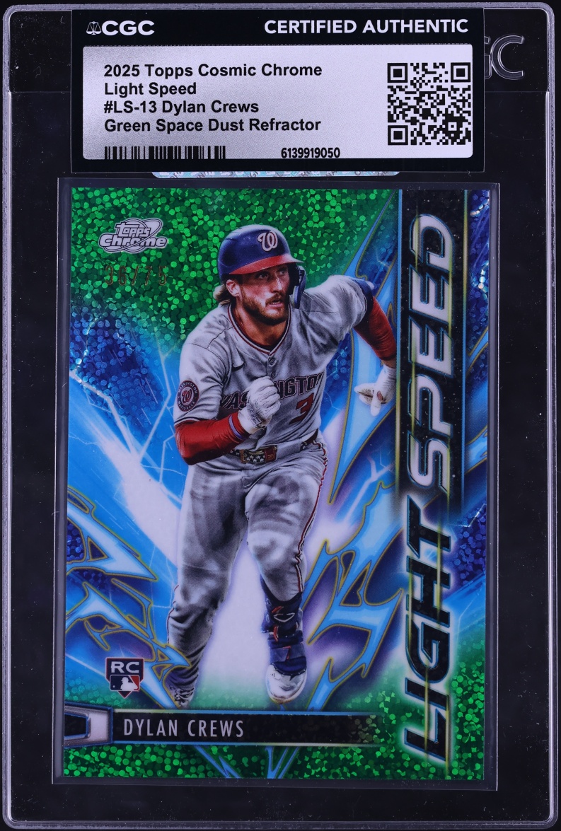 2025 Topps Chrome Cosmic Light Speed Green Space Dust Refractor Dylan Crews ROOKIE /75 CGC AUTH