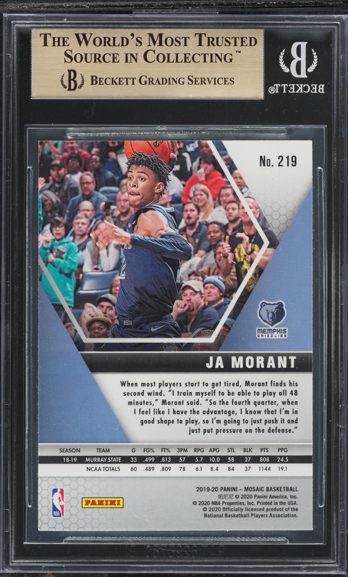 2019 Panini Mosaic Variation Ja Morant ROOKIE #219 BGS 9.5 GEM MINT