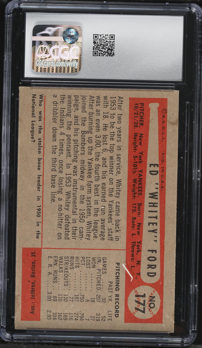 1954 Bowman Whitey Ford #177 CGC 6.5 EXMT+
