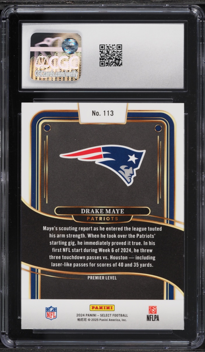 2024 Select Premier Level Drake Maye ROOKIE #113 CGC 10 GEM MINT