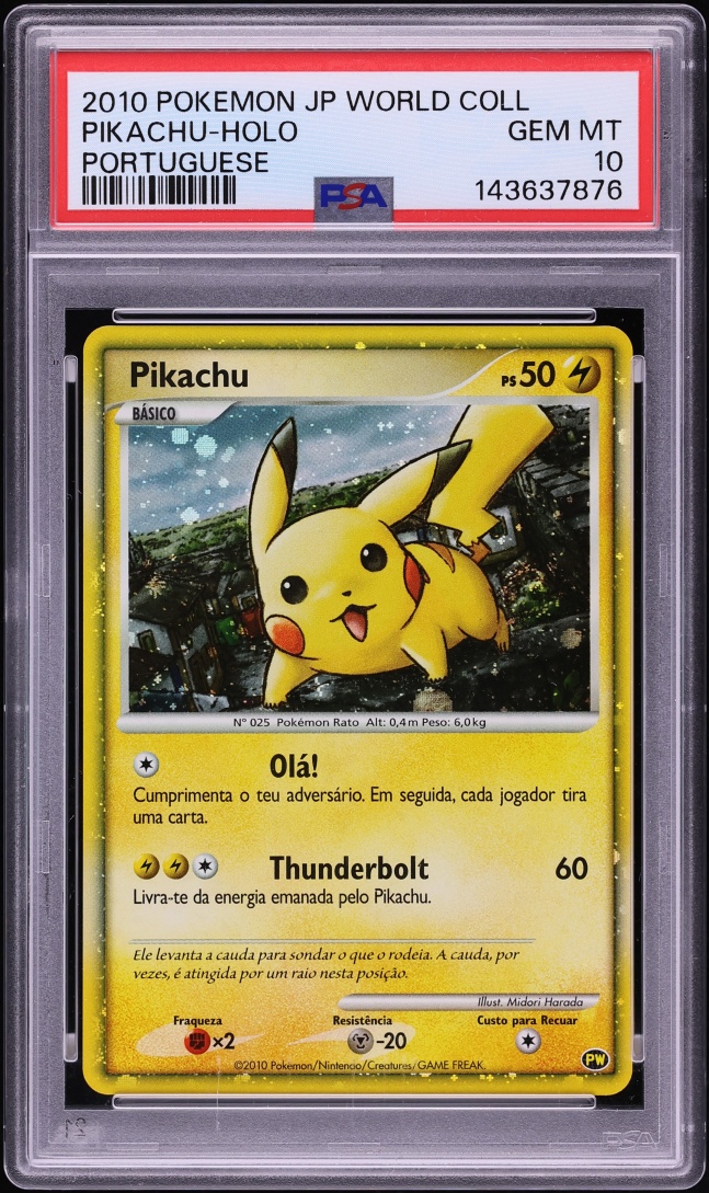 2010 Pokemon Portuguese World Collection Holo Pikachu PSA 10 GEM MINT
