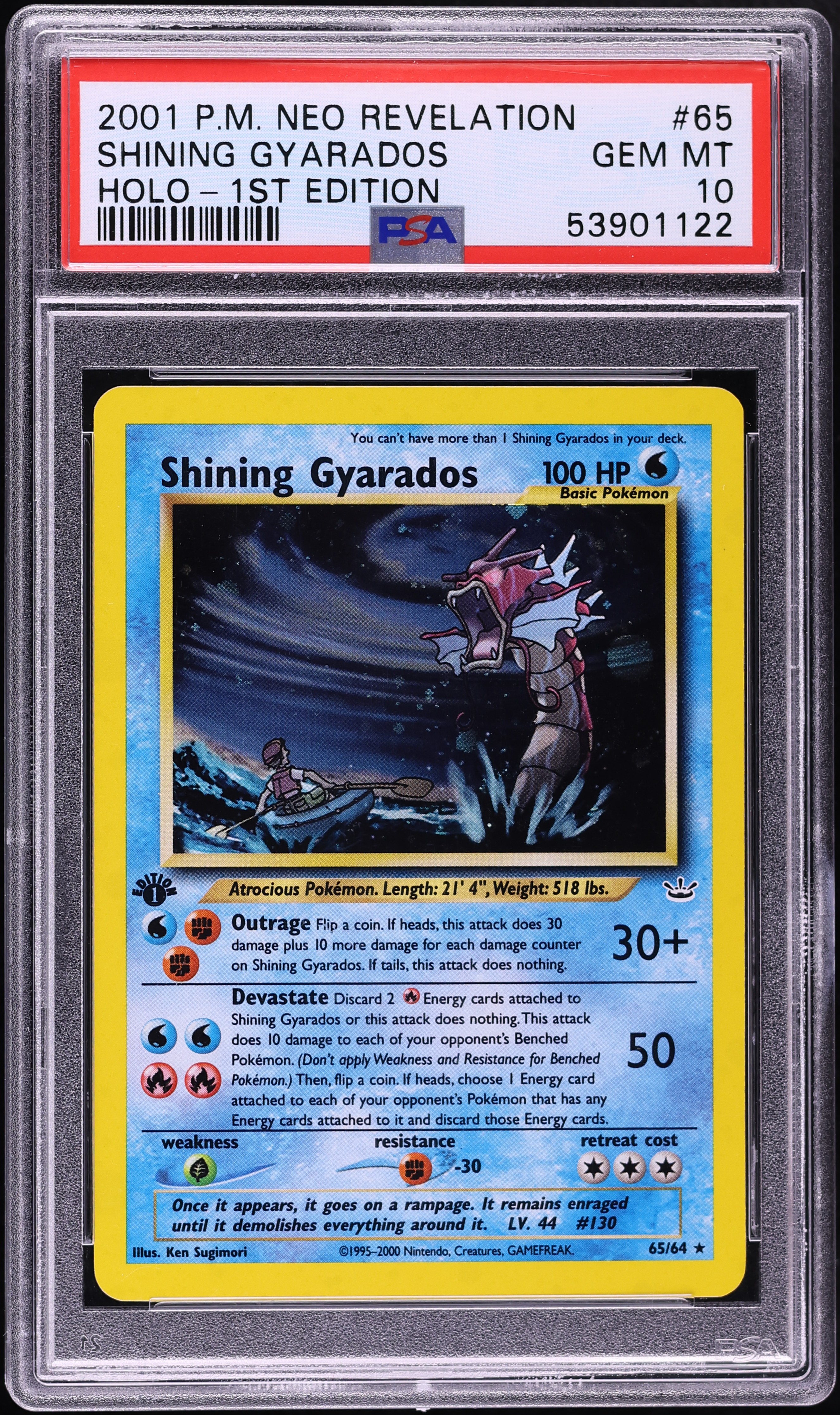 2001 Pokemon Neo Revelation 1st Edition Holo Shining Gyarados #65 PSA 10 GEM MINT