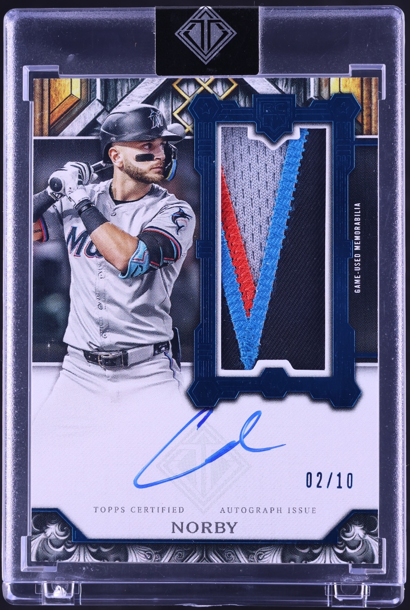 2025 Topps Transcendent Collection Showcase Blue Connor Norby ROOKIE PATCH AUTO /10 #RSPA-CN