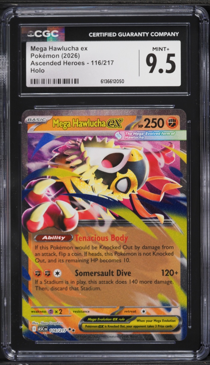 2026 Pokemon Mega Evolution Ascended Heroes Holo Mega Hawlucha ex #116 CGC 9.5 MINT+