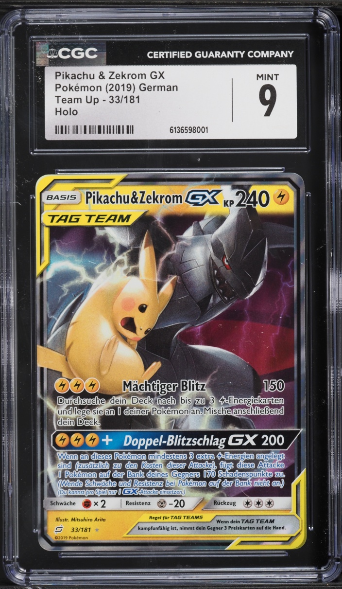 2019 Pokemon Sun & Moon Team Up Pikachu & Zekrom GX #33 CGC 9 MINT