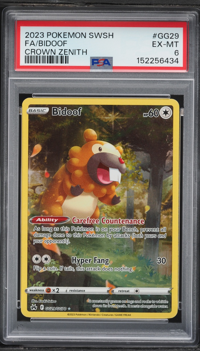 2023 Pokemon Sword & Shield Crown Zenith Alt Art Bidoof #GG29 PSA 6 EXMT