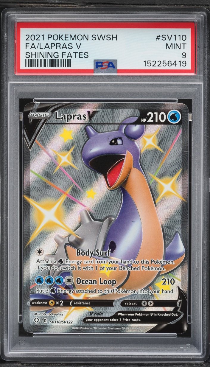 2021 Pokemon Sword & Shield Shining Fates Full Art Shiny Lapras V #SV110 PSA 9 MINT