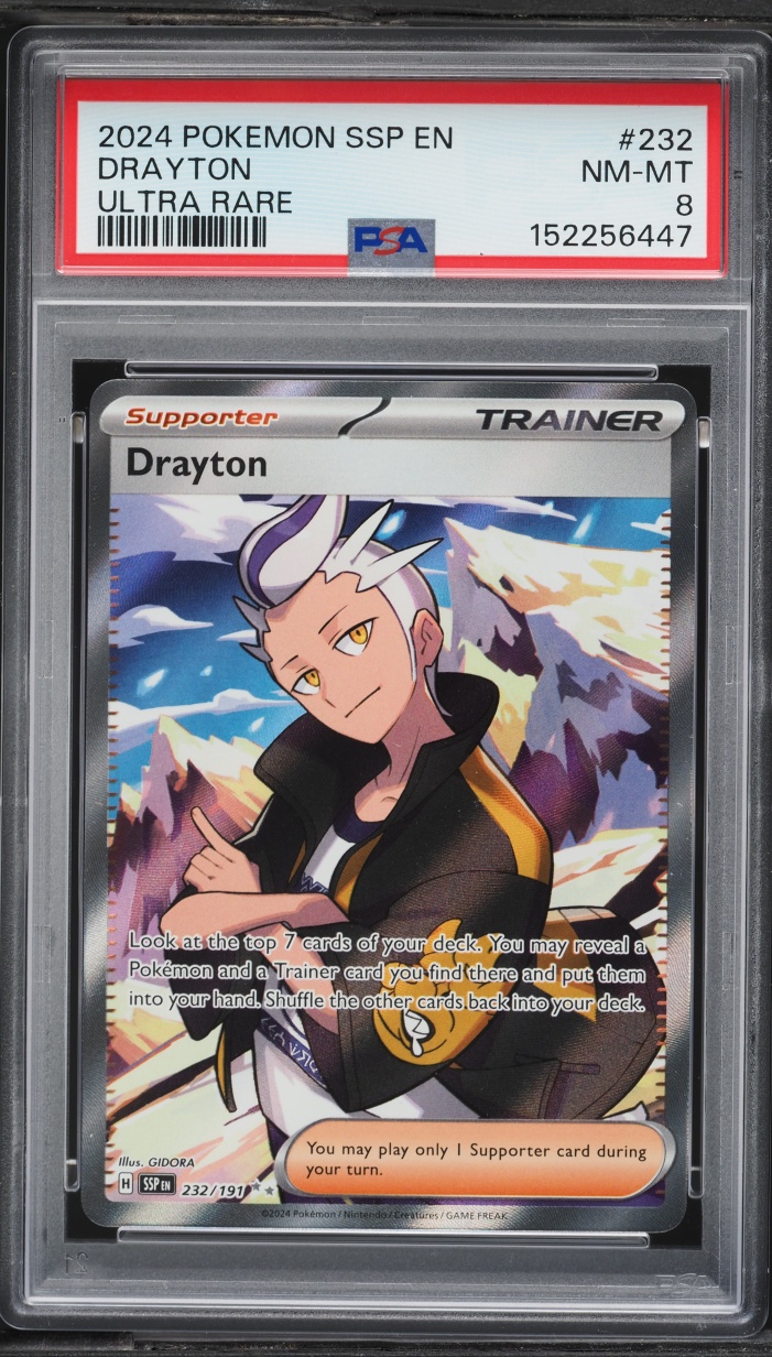 2024 Pokemon Scarlet & Violet Surging Sparks Full Art Drayton #232 PSA 8 NM-MT