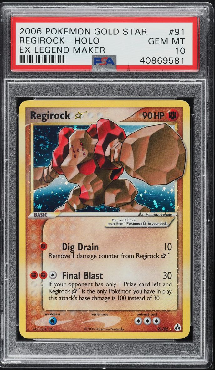 2006 Pokemon EX Legend Maker Holo Regirock Gold Star #91 PSA 10 GEM MINT