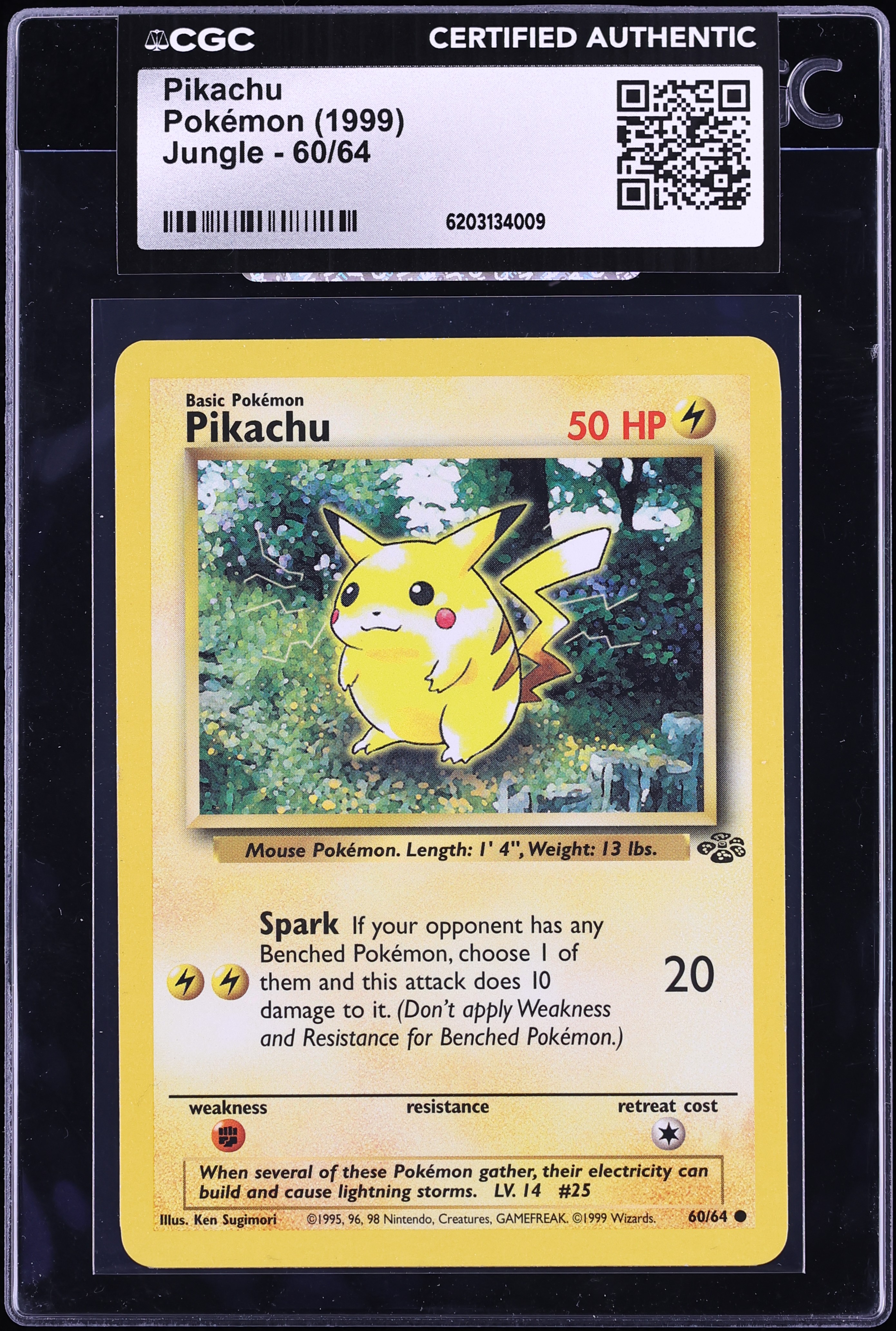 1999 Pokemon Jungle Pikachu #60 CGC AUTH