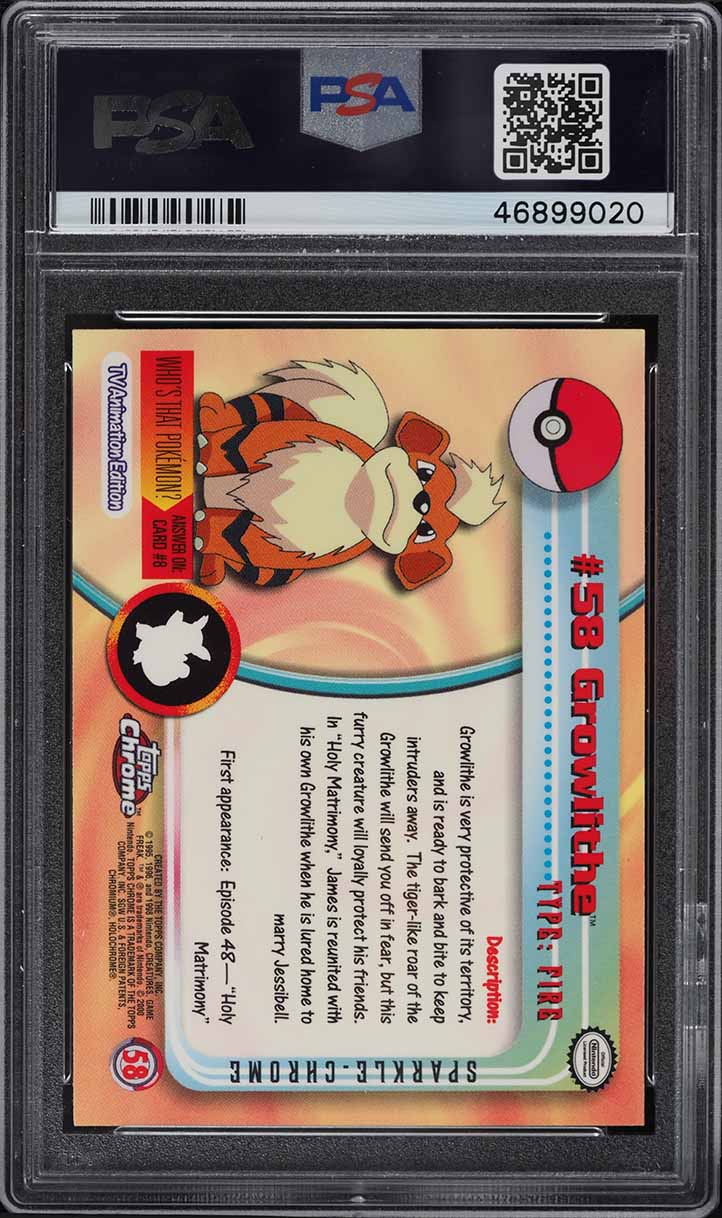 2000 Topps Chrome Pokemon Series 1 Sparkle Growlithe #58 PSA 10 GEM MINT