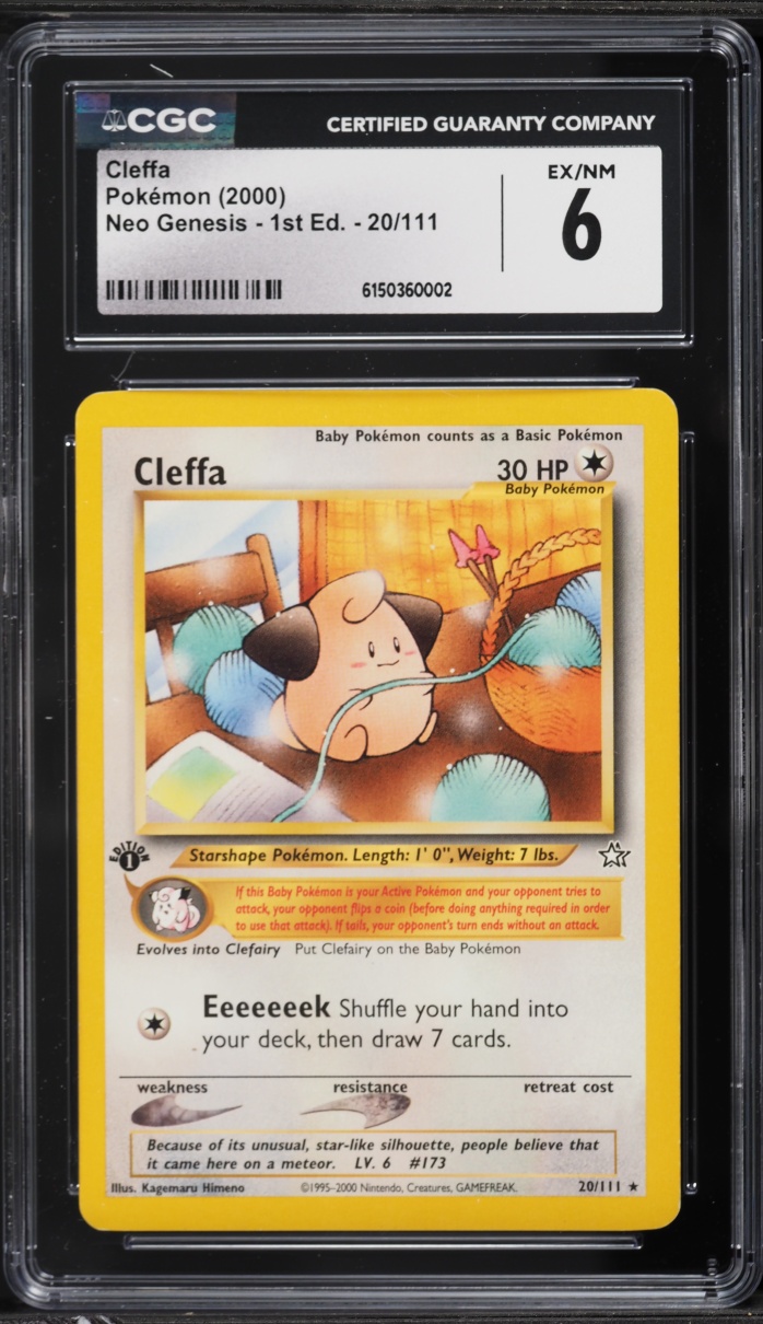 2000 Pokemon Neo Genesis 1st Edition Cleffa #20 CGC 6 EXMT