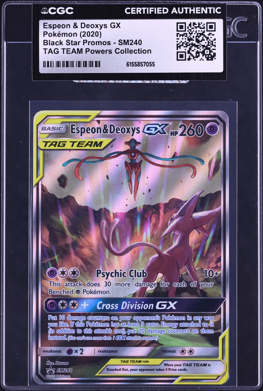 2020 Pokemon Sun & Moon Promo Tag Team Powers Alt Art Espeon & Deoxys GX #SM240 CGC AUTH