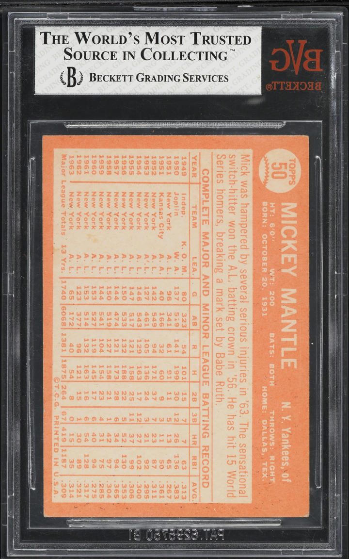 1964 Topps Mickey Mantle #50 BVG 6.5 EXMT+