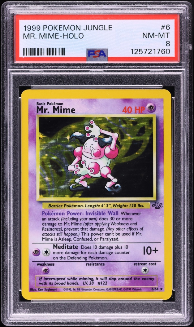 1999 Pokemon Jungle Holo Mr. Mime #6 PSA 8 NM-MT