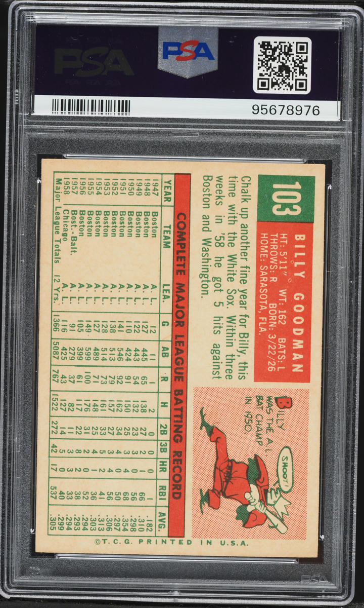 1959 Topps Billy Goodman #103 PSA 6 EXMT