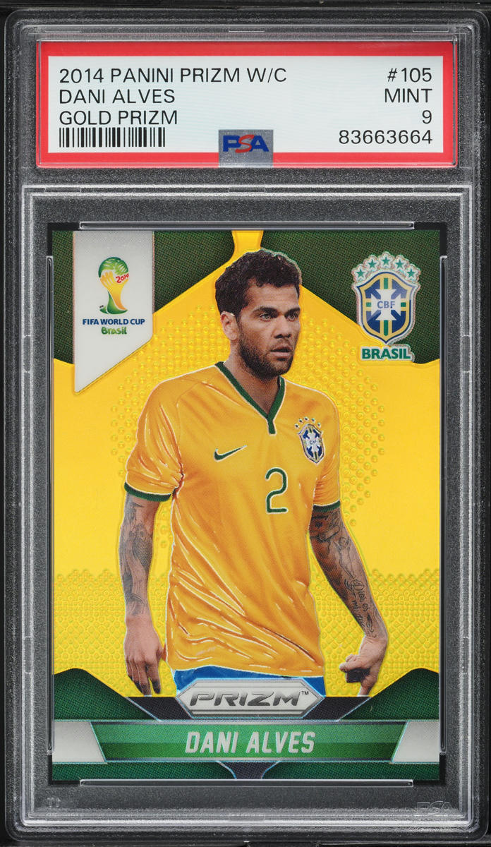 2014 Panini Prizm World Cup Gold Dani Alves 10/10 #105 PSA 9 MINT