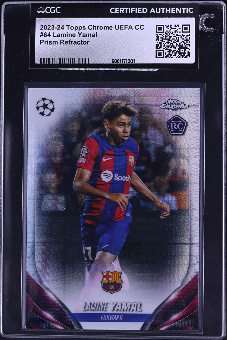 2023 Topps Chrome UEFA CC Prism Refractor Lamine Yamal ROOKIE #64 CGC AUTH