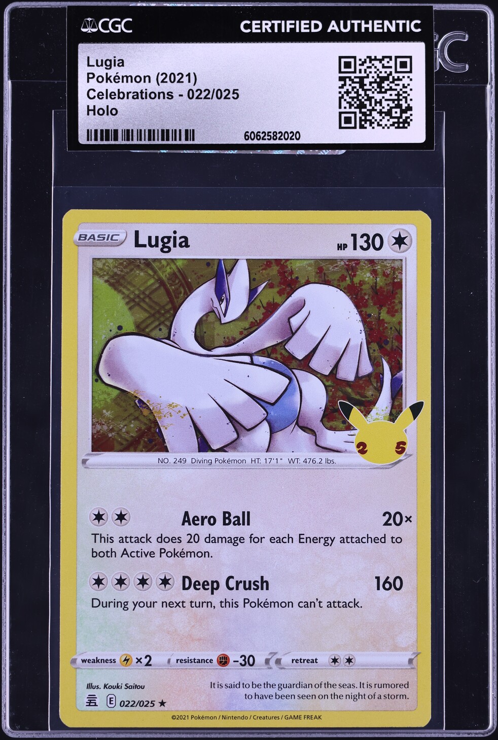 2021 Pokemon Sword & Shield Celebrations Holo Lugia #22 CGC AUTH