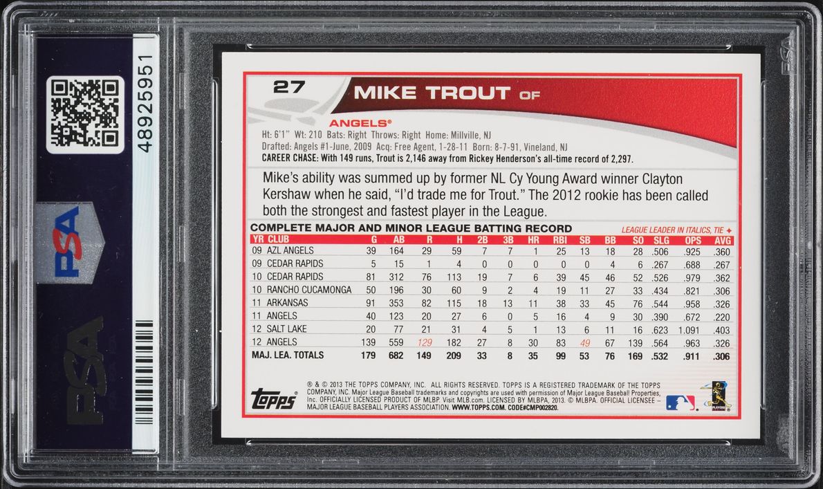 2013 Topps Mike Trout #27 PSA 10 GEM MINT