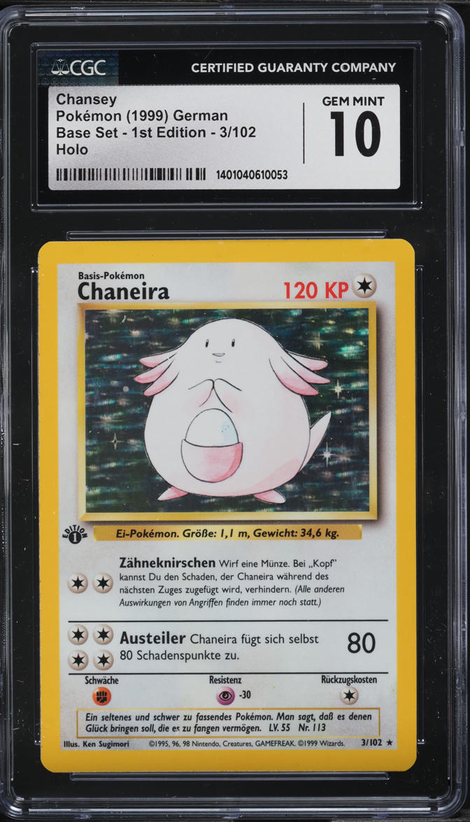 1999 Pokemon German Base Set 1st Edition Holo Chansey #3 CGC 10 GEM MINT