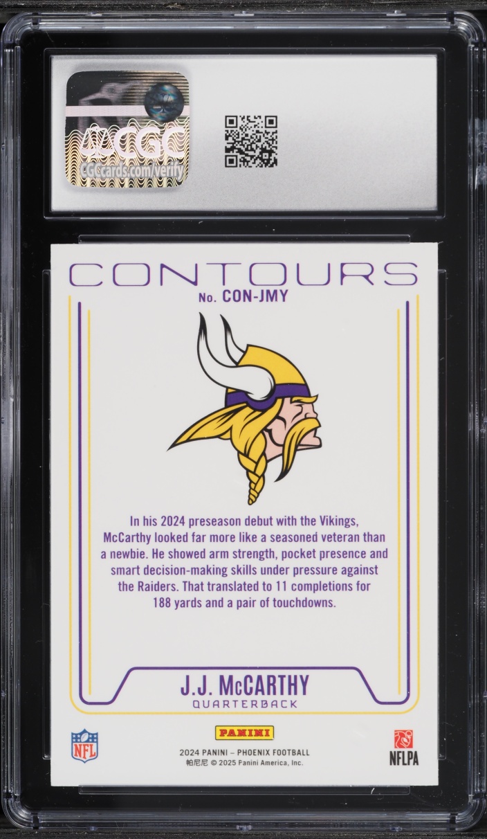 2024 Panini Phoenix Contours J.J. McCarthy ROOKIE #CON-JMY CGC 8 NM-MT