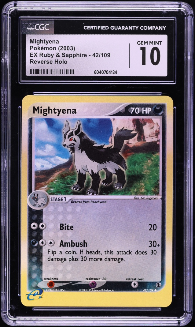 2003 Pokemon EX Ruby & Sapphire Reverse Holo Mightyena #42 CGC 10 GEM MINT