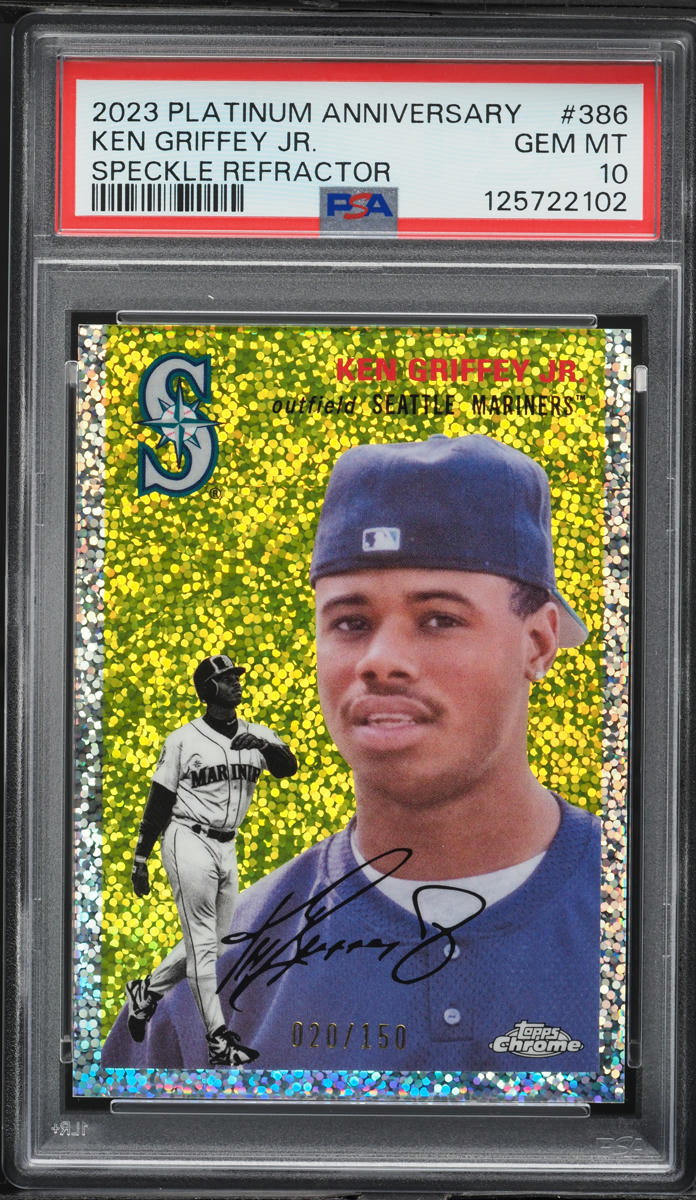 2023 Topps Chrome Platinum Anniversary Speckle Refractor Ken Griffey Jr /150 #386 PSA 10 GEM