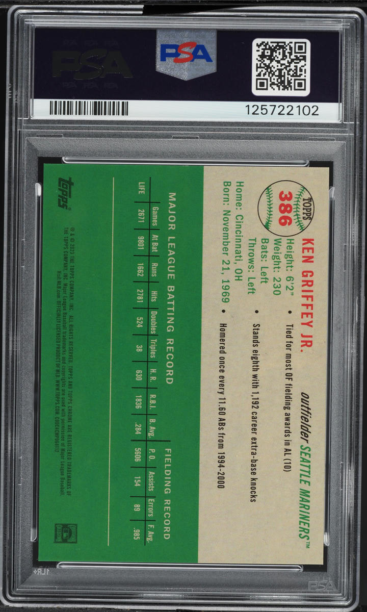 2023 Topps Chrome Platinum Anniversary Speckle Refractor Ken Griffey Jr /150 #386 PSA 10 GEM
