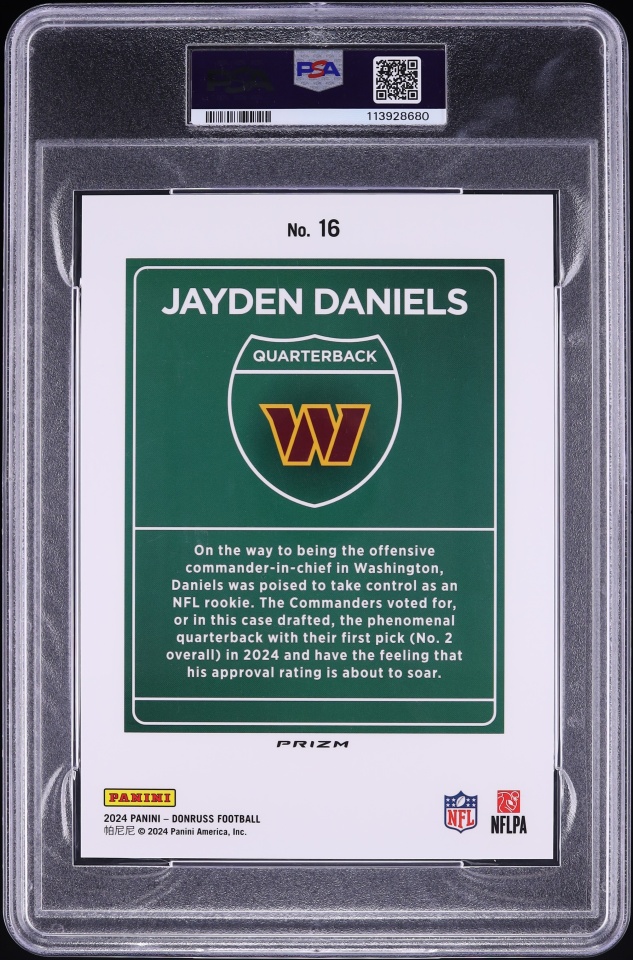 2024 Donruss Downtown Oversize Jayden Daniels ROOKIE #16 PSA 9 MINT
