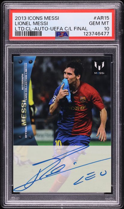 2013 Icons Limited Collection UEFA Champions League Final Lionel Messi AUTO #AR15 PSA 10 GEM