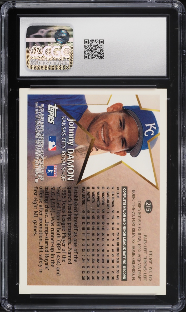1996 Topps Johnny Damon ROOKIE #215 CGC 9 MINT