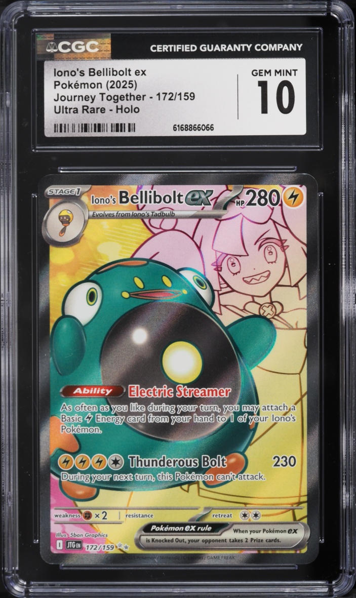 2025 Pokemon SV Journey Together Full Art Iono's Bellibolt Ex #172 CGC 10 GEM MINT