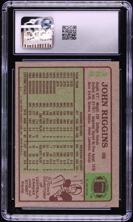 1984 Topps Football John Riggins #388 CGC 8.5 NM-MT+