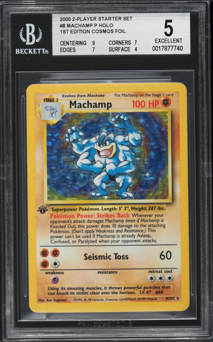 2000 Pokemon 2-Player CD-Rom Starter Set 1st Ed Cosmos Holo Machamp #8 BGS 5 EX