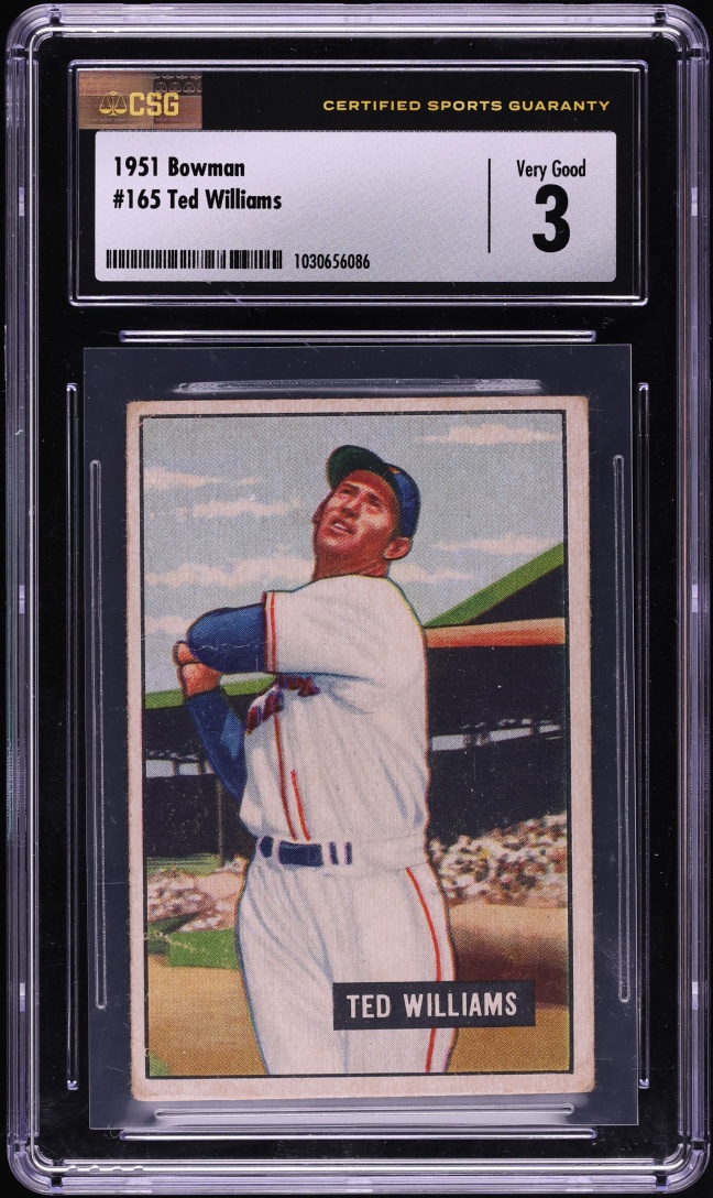 1951 Bowman Ted Williams #165 CSG 3 VG
