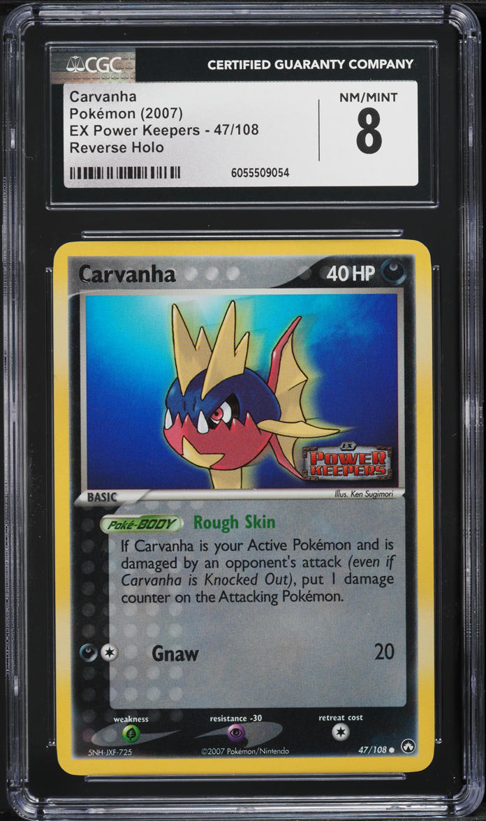 2007 Pokemon EX Power Keepers Reverse Holo Carvanha #47 CGC 8 NM-MT