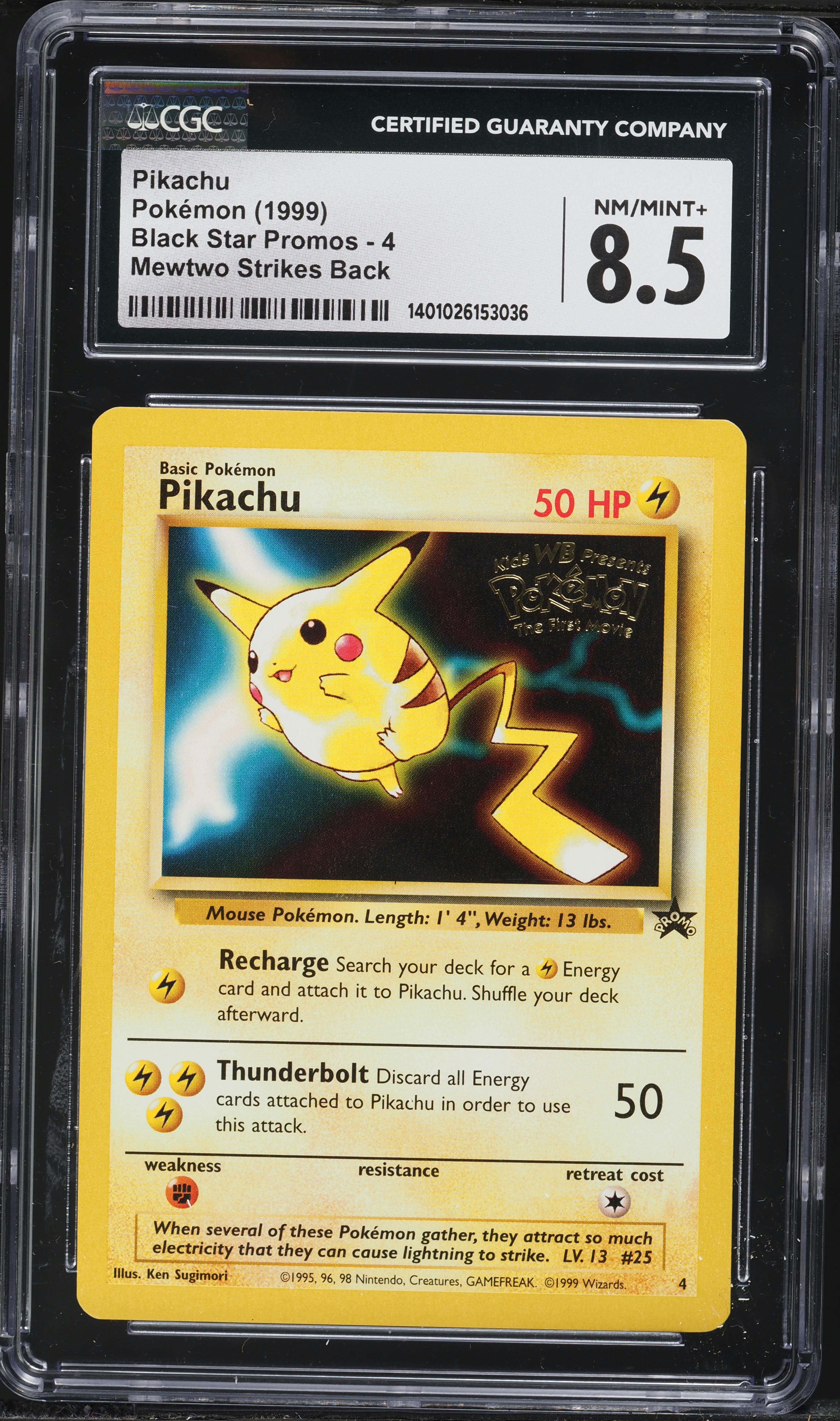 1999 Pokemon Movie Black Star Promo Pikachu #4 CGC 8.5 NM-MT+