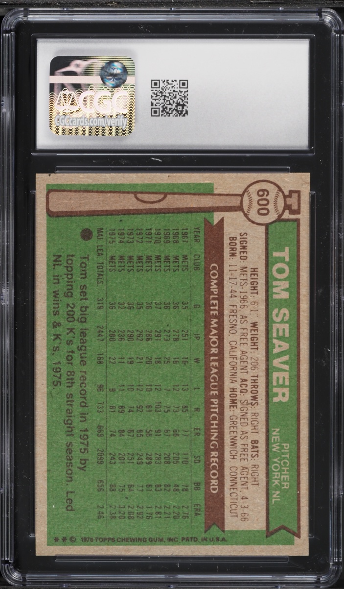 1976 Topps Tom Seaver #600 CGC 7 NRMT