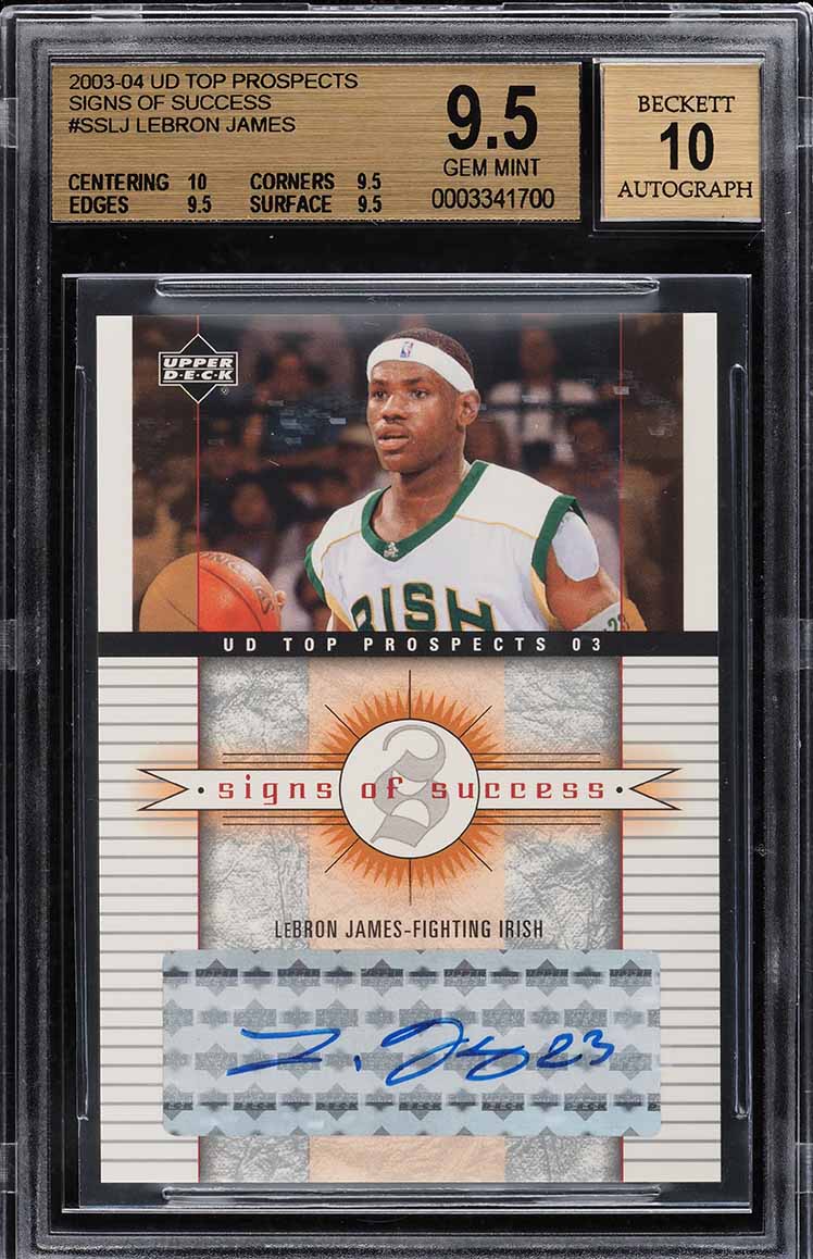 2003 Upper Deck Top Prospects Signs Of Success LeBron James ROOKIE AUTO BGS 9.5