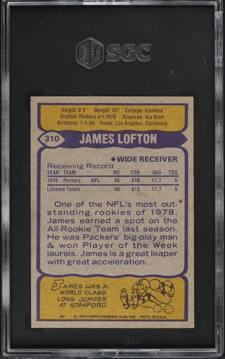 1979 Topps Football James Lofton ROOKIE #310 SGC 4 VGEX