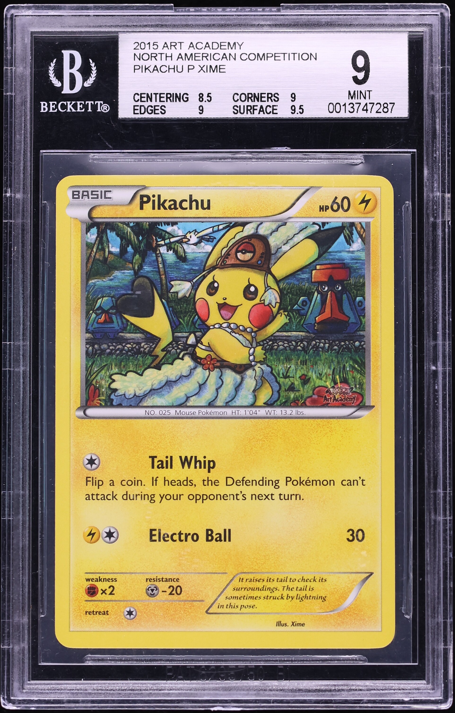 2015 Pokemon XY Art Academy North American Competition Pikachu BGS 9 MINT