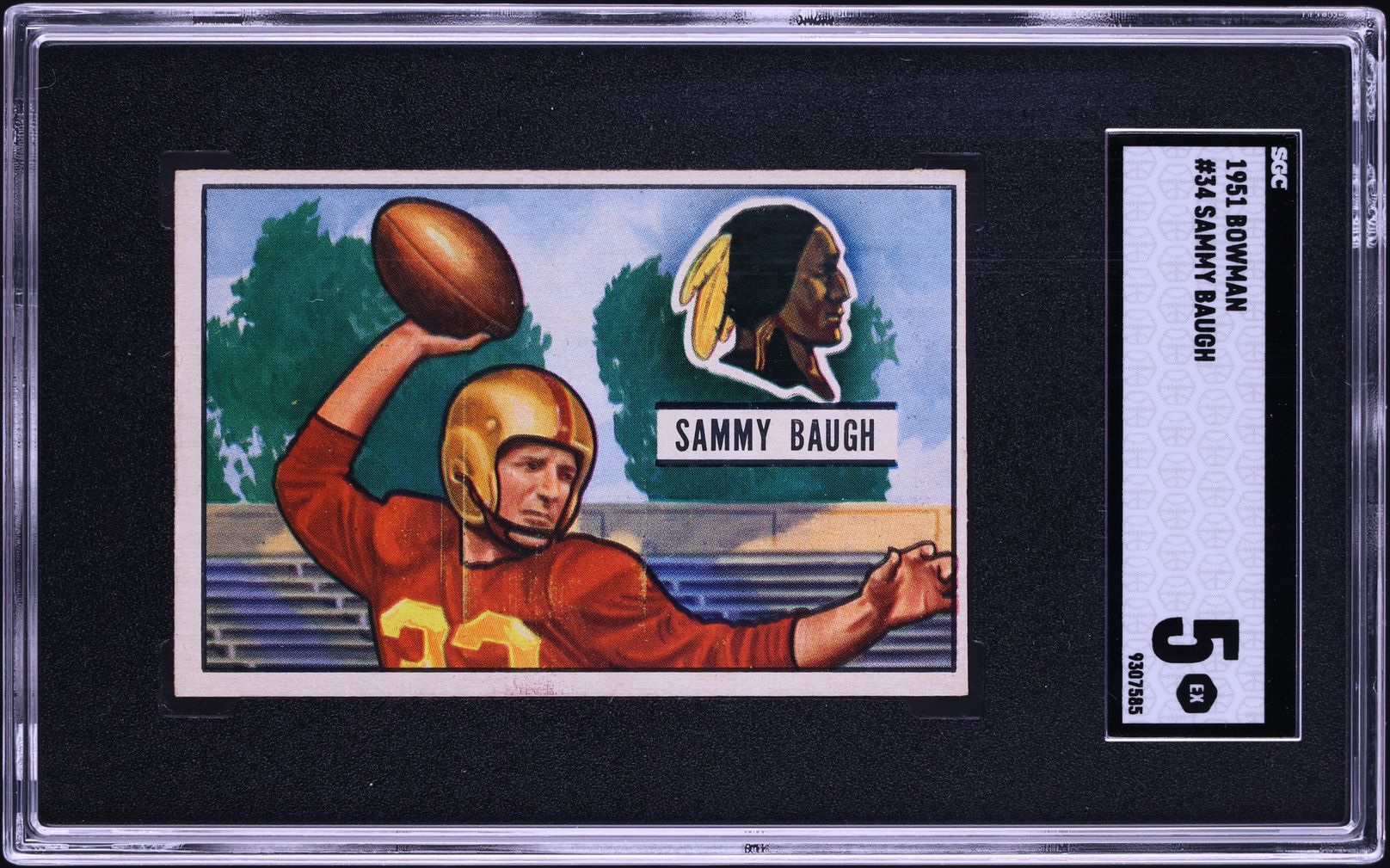 1951 Bowman Football Sammy Baugh #34 SGC 5 EX