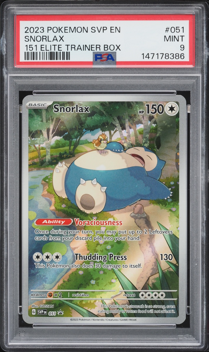 2023 Pokemon Scarlet & Violet Promo 151 ETB Full Art Snorlax #51 PSA 9 MINT
