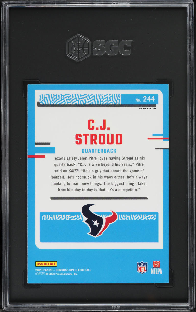 2023 Donruss Optic Purple Shock Prizm CJ Stroud ROOKIE #244 SGC 10 GEM MINT