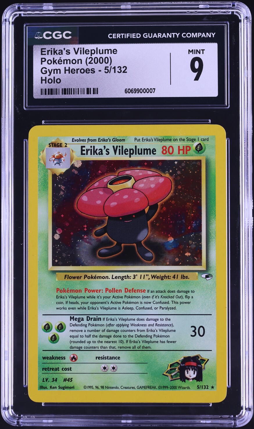 2000 Pokemon Gym Heroes Holo Erika's Vileplume #5 CGC 9 MINT